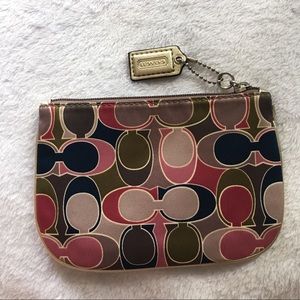 Colorful Coach Coin Purse/Wallet Gold Accents